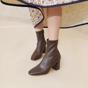 Loeffler Randall Elise Leather Boots in Chocolate US9.5 NEW